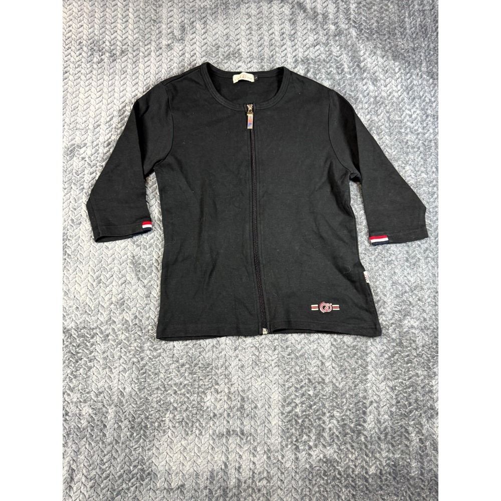 Oudu Sweater Womens Large Black Chunky Knit Long Sleeve Outdoor Classic Full Zip